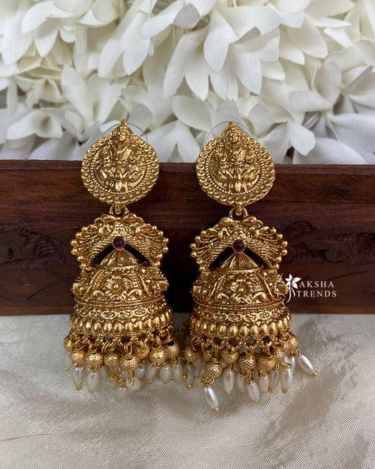 Bridal peacock Jhumkas -pearl Aksha Trends