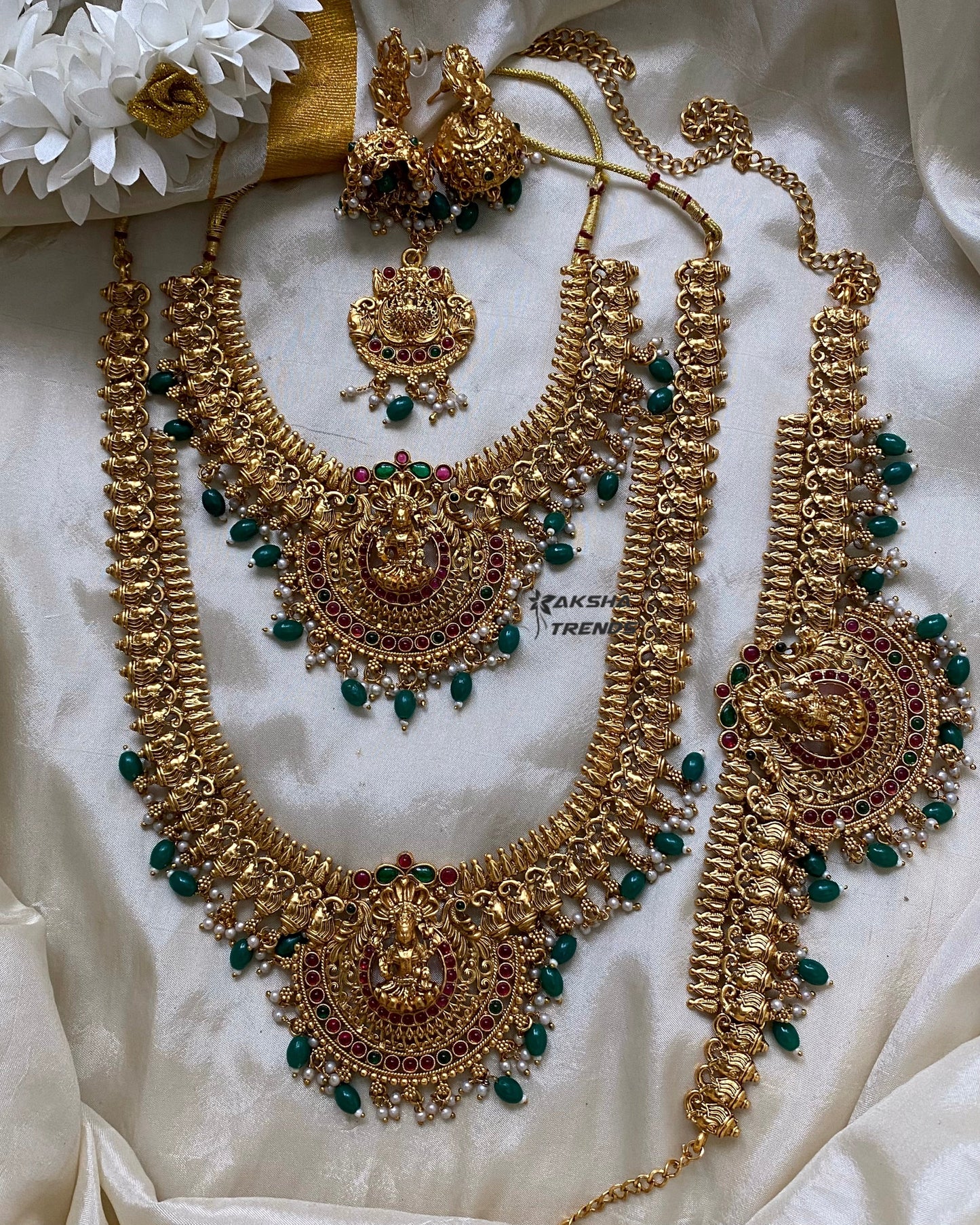 Lakshmi green bridal set Aksha Trends