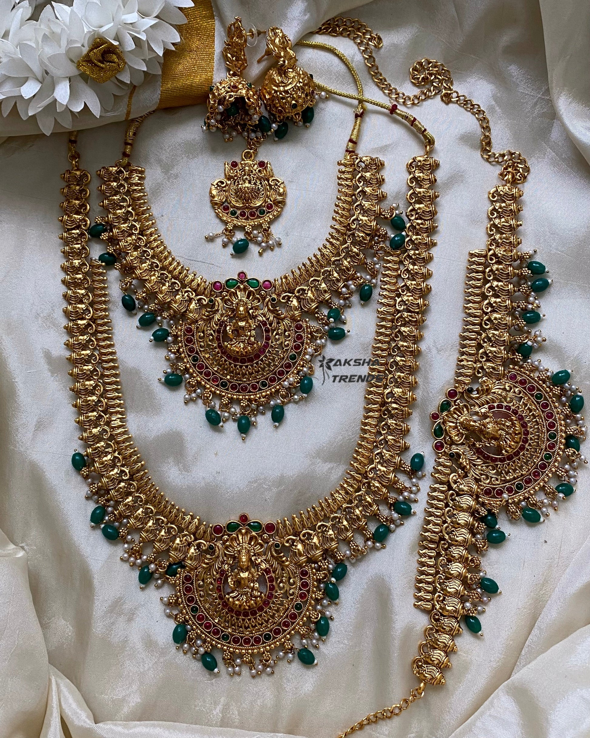Lakshmi green bridal set Aksha Trends