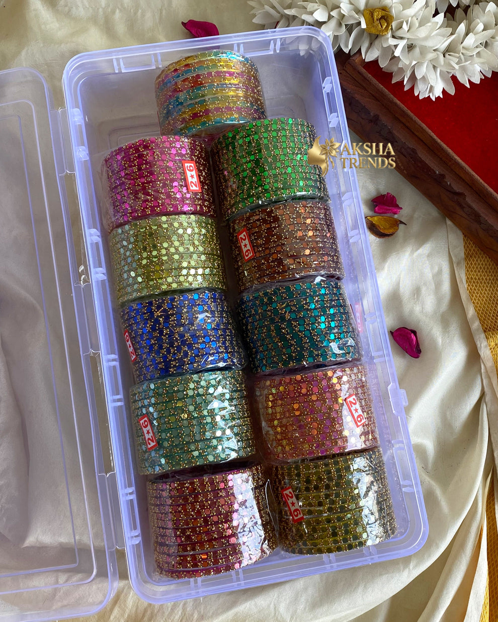2.4 SIZE -Mirror Glass Bangles (12pc /one colour) (Copy) Aksha Trends 