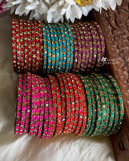 Floral metal Bangles -(8pc/one colour) Aksha Trends