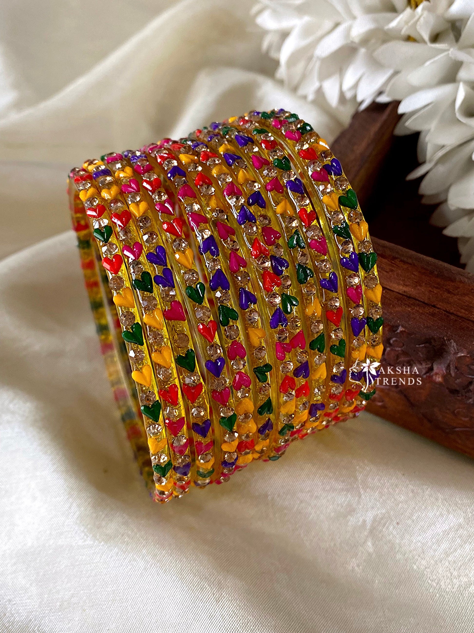 Heart Glass Bangles (12pc) Aksha Trends