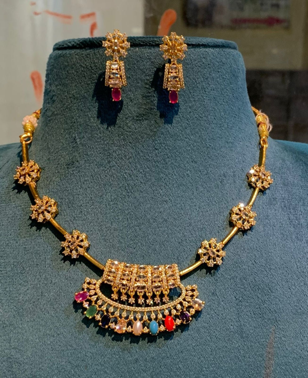 Premium Navratna Hasli choker Aksha Trends 