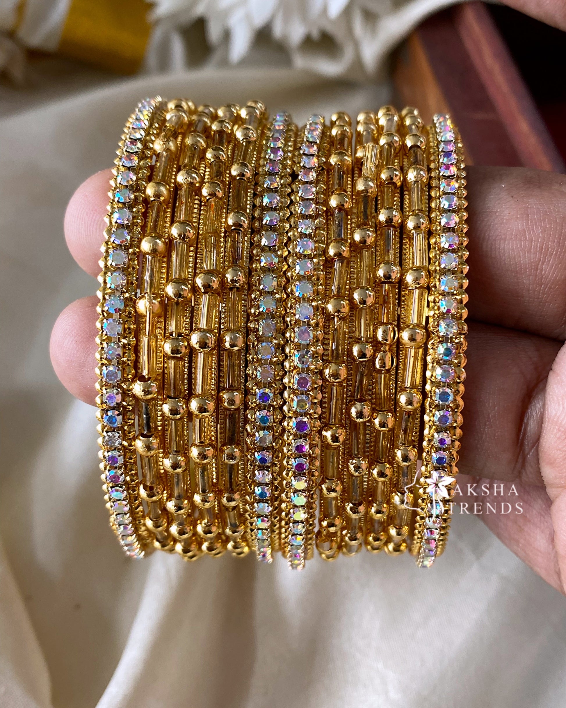 Fancy metal Bangles (12pc) Aksha Trends