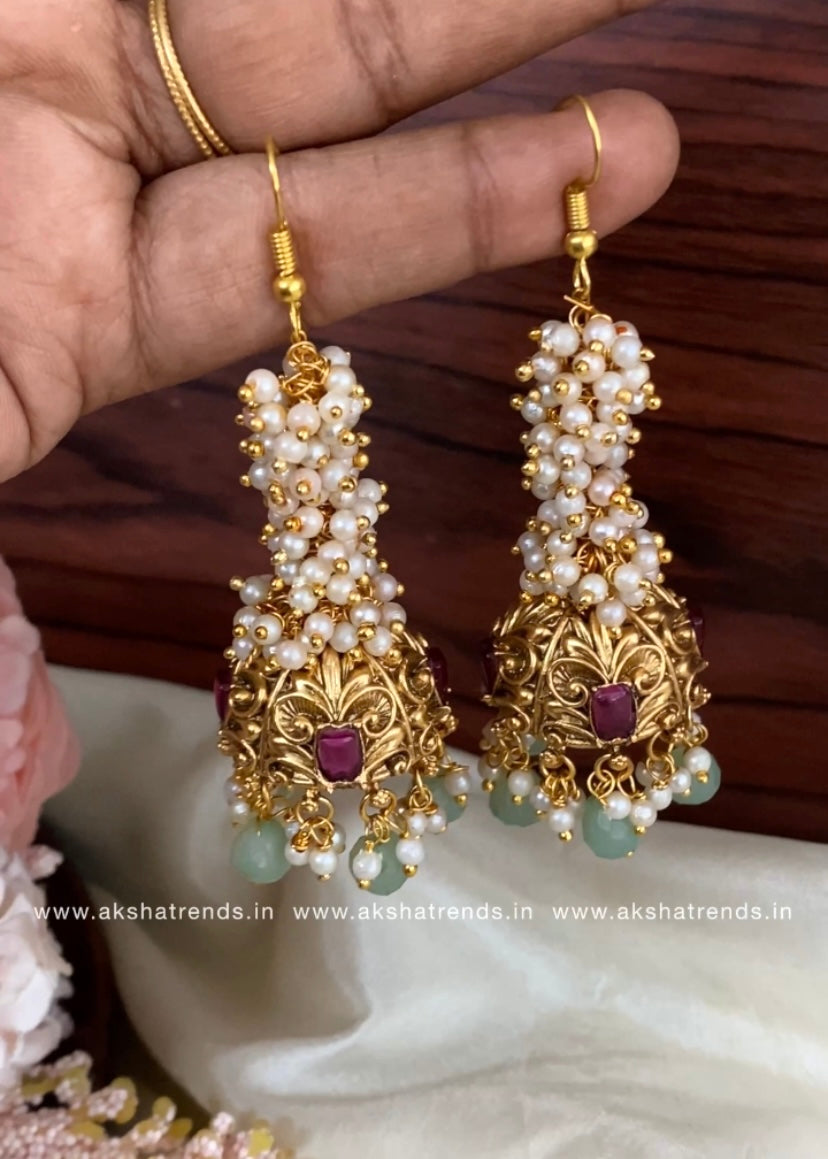 Heavy bridal hook jhumkas