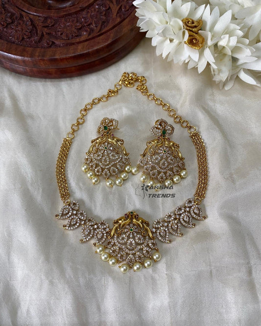 Palavi -Leafy American diamond choker Aksha Trends