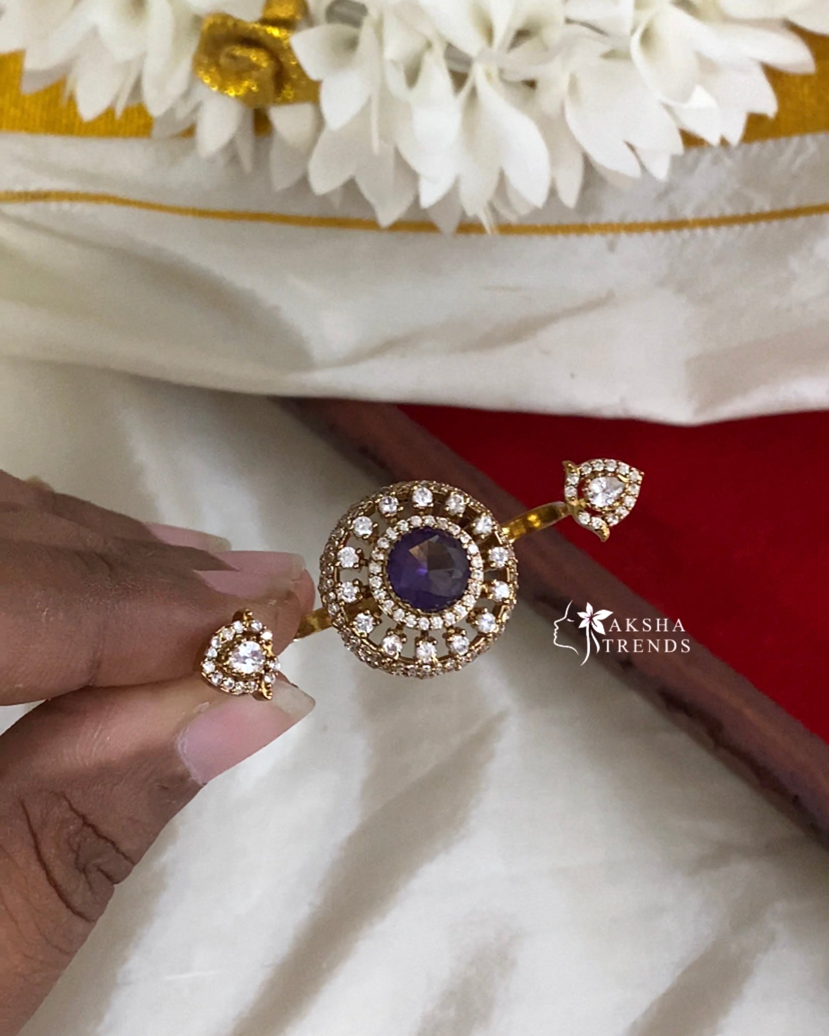 Royal diamond finger rings -purple Aksha Trends