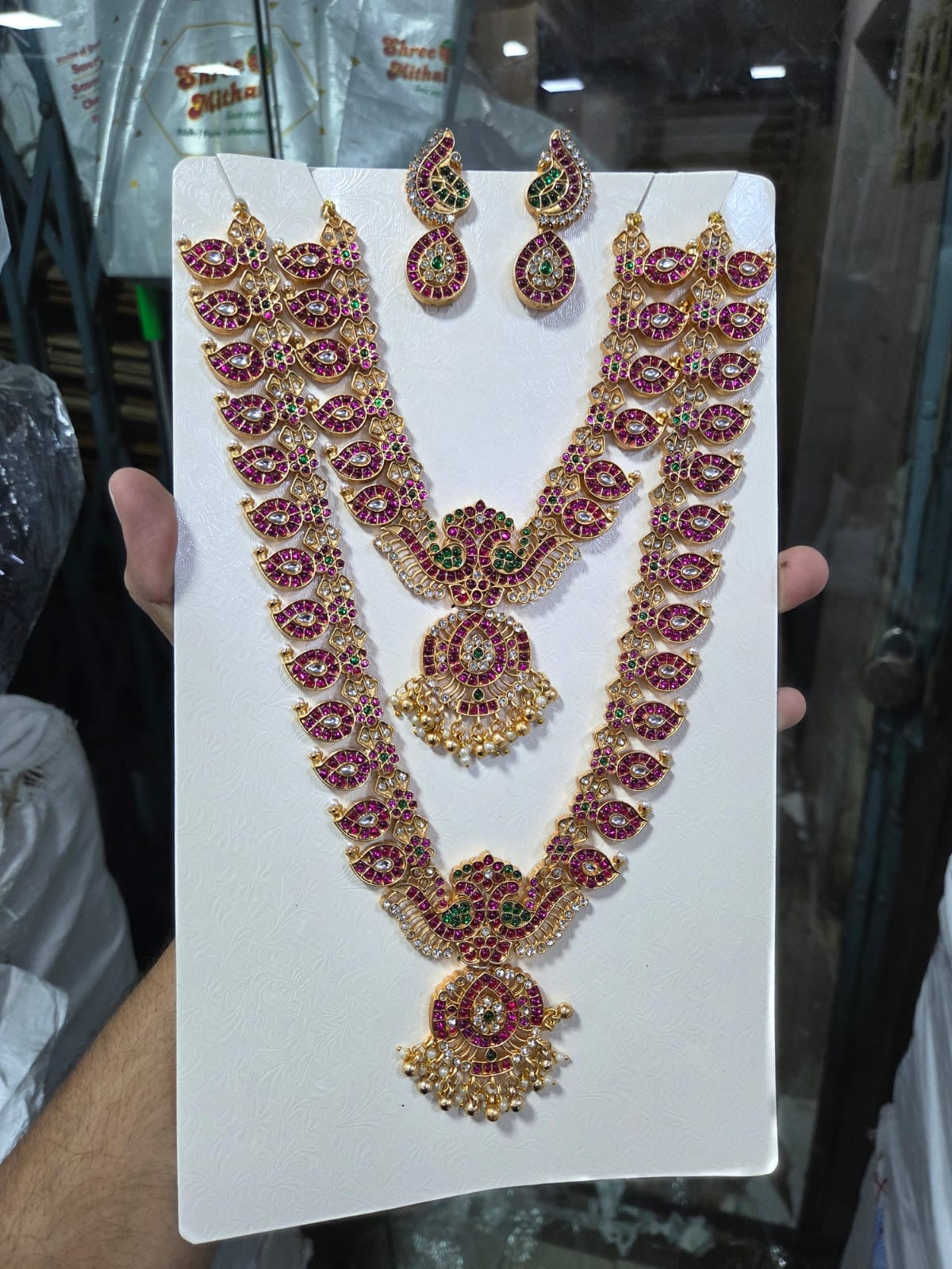 Antique peacock kemp bridal combo Aksha Trends