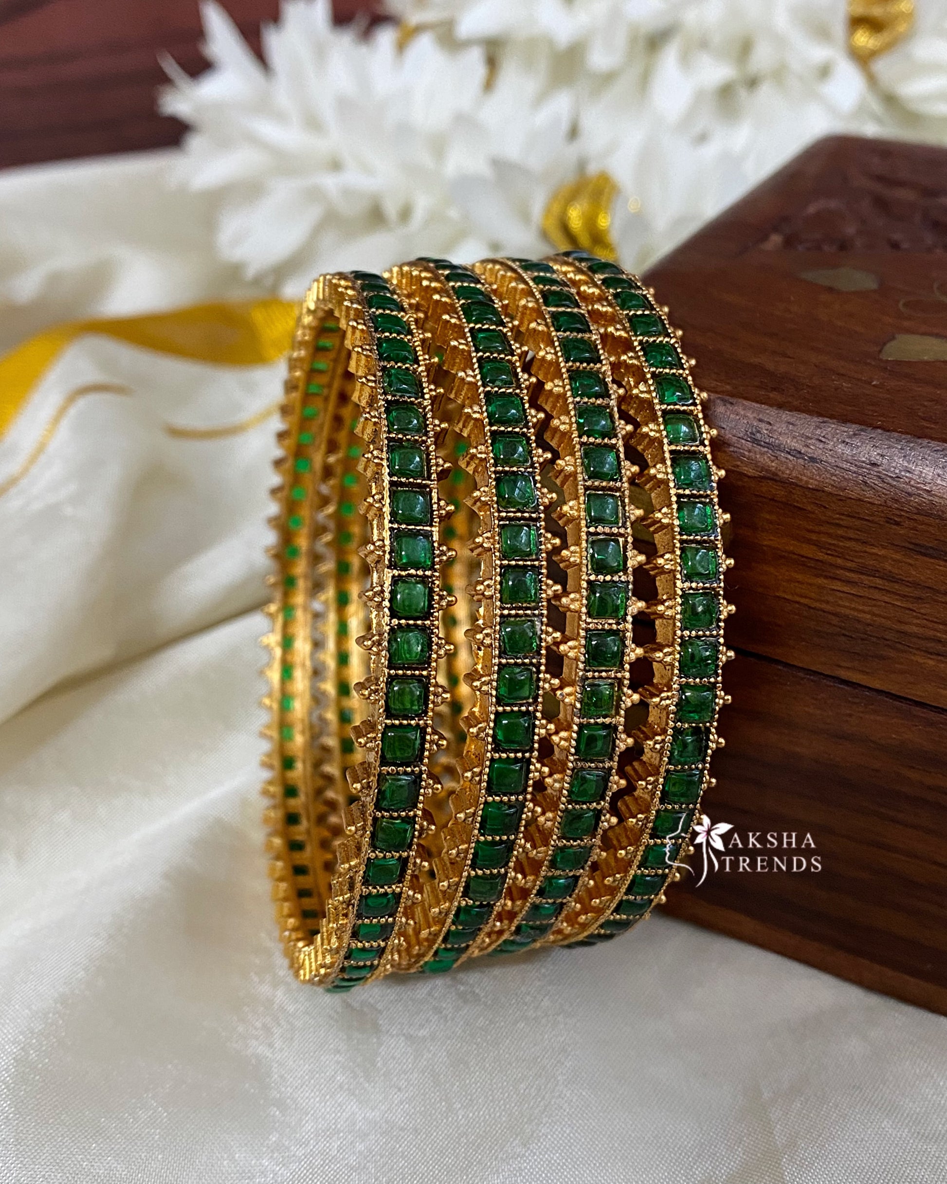 Kemp stone bangles -Green Aksha Trends