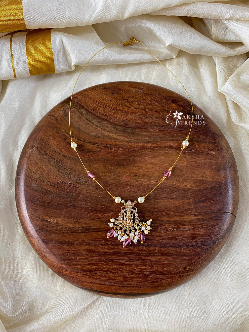 Invisible Necklace -lakshmi pink Aksha Trends 