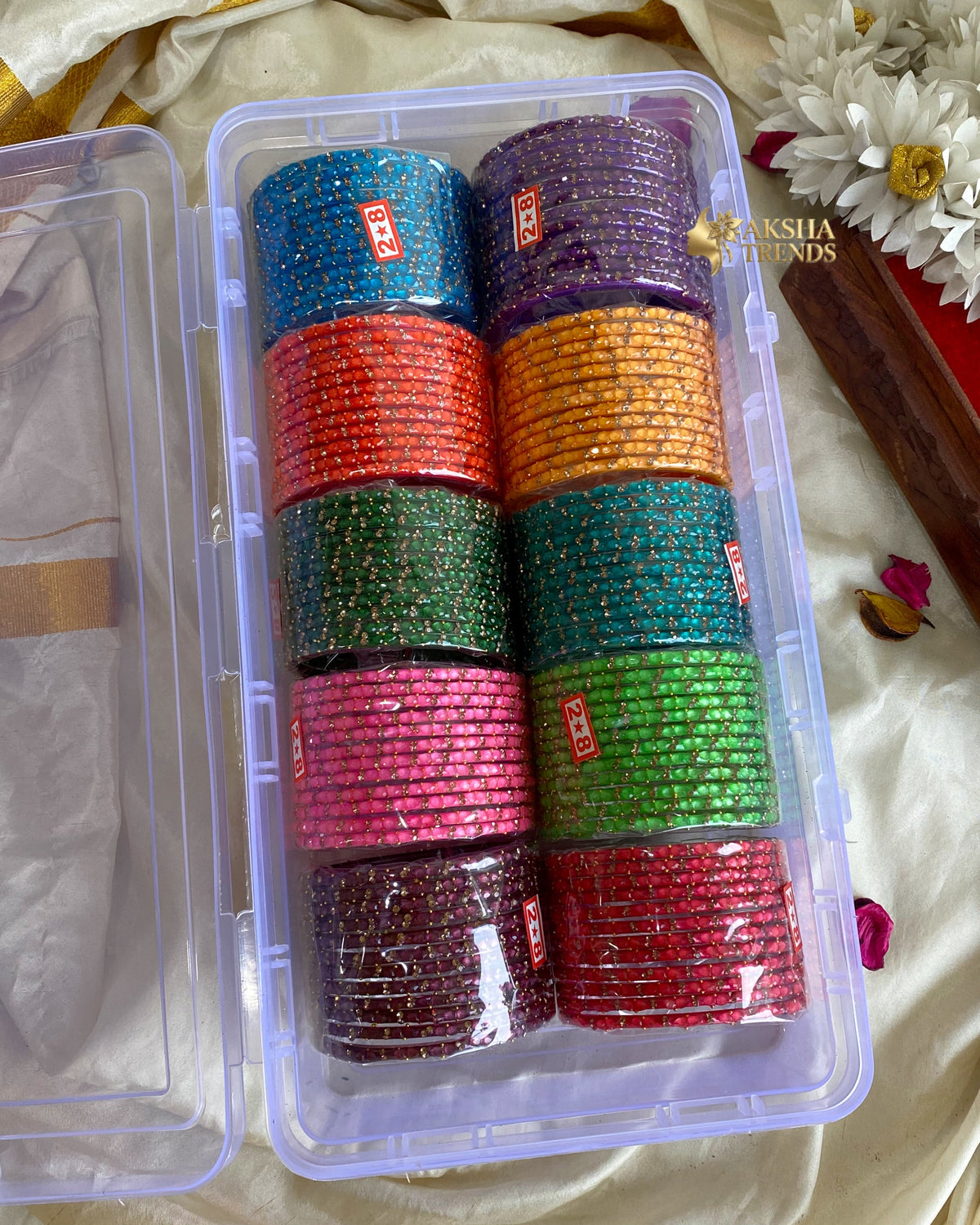 2.8 SIZE -Oval drop Glass Bangles (12pc /one colour) Aksha Trends