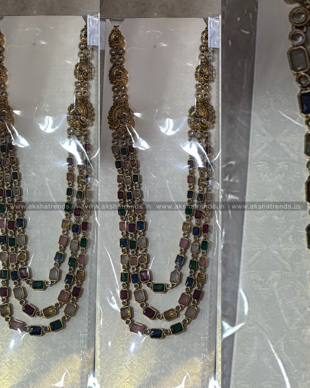 3 layer Navaratna haram Aksha Trends 