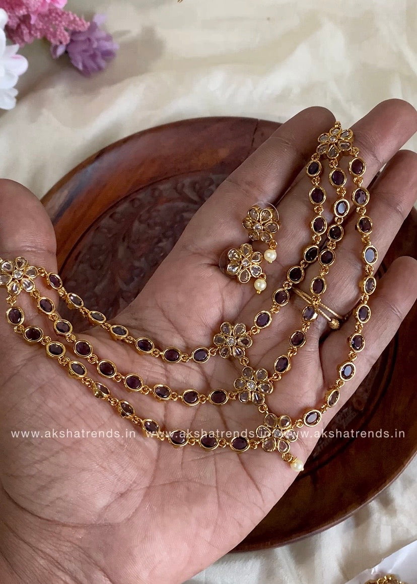 3layer kemp diamond necklace Aksha Trends 
