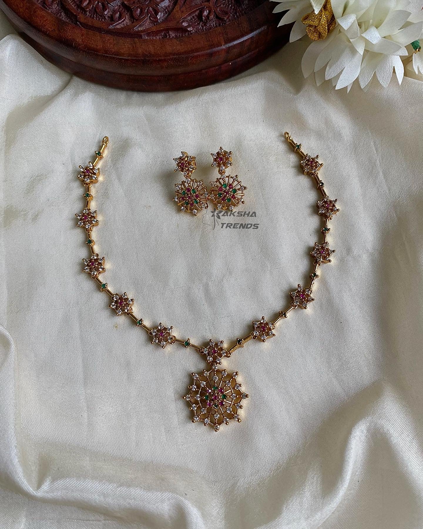 Floral Nakshatra diamond necklace Aksha Trends