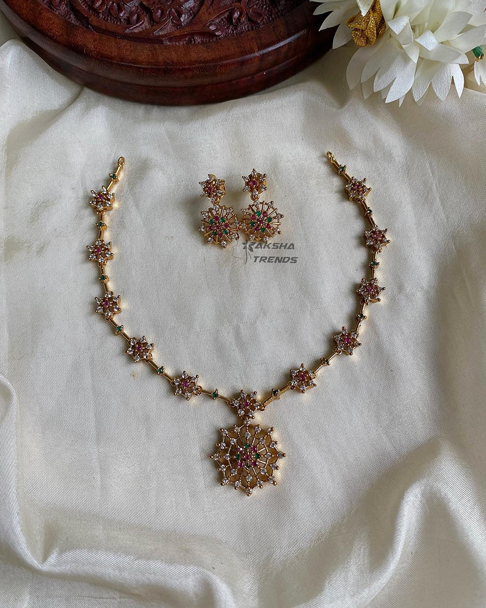 Floral Nakshatra diamond necklace Aksha Trends 