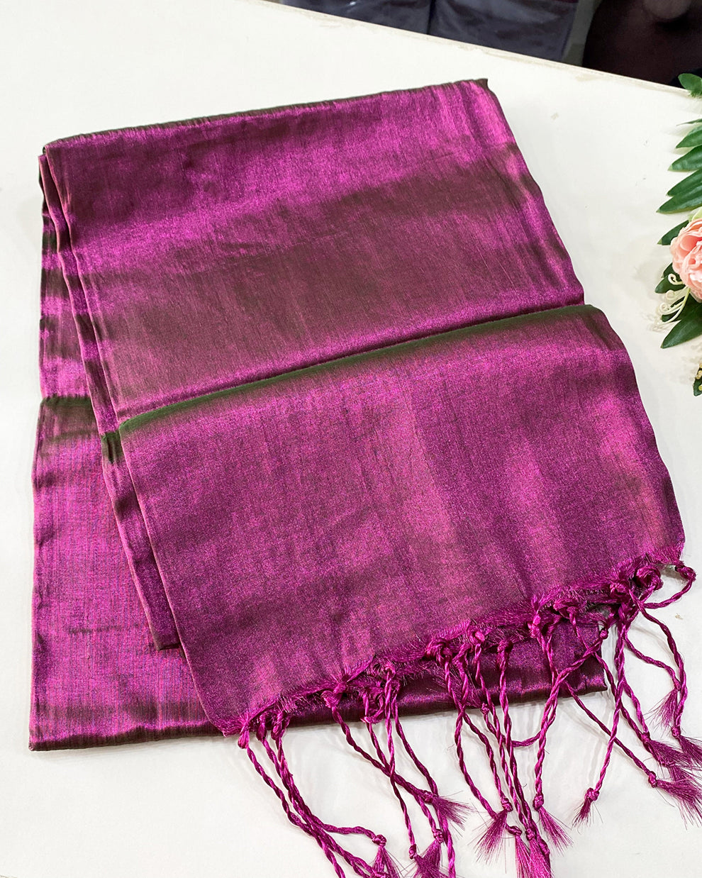 Khadi tissue plain Saree Aksha Trends 