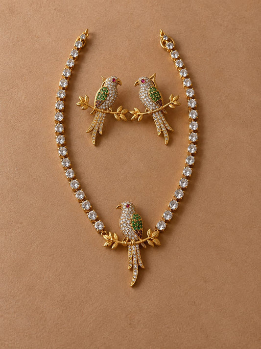 Trendy diamond parrot necklace Aksha Trends