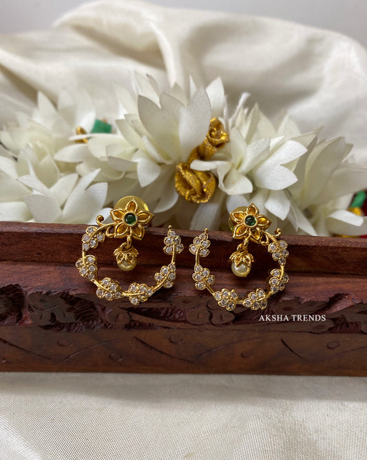 Floral diamond Earrings -Green Aksha Trends