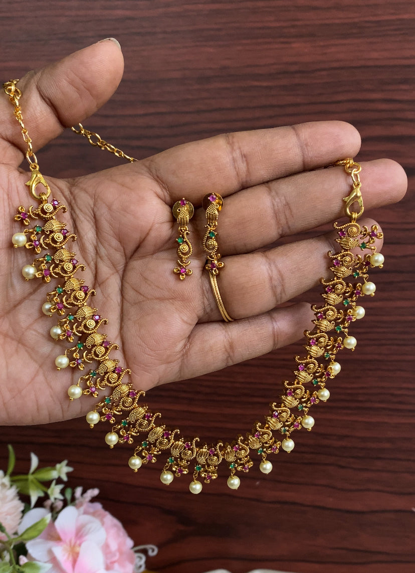 Golden sangu Necklace Aksha Trends