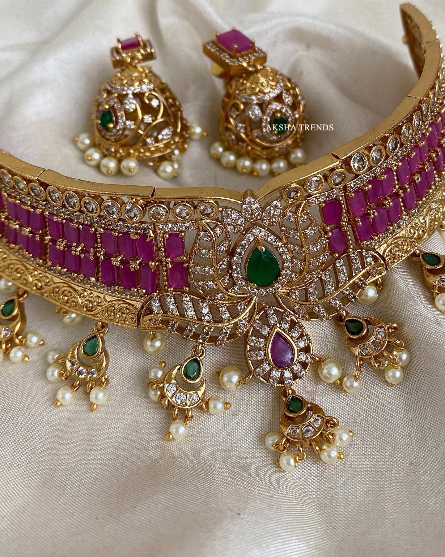Shrishti bridal diamond choker Aksha Trends