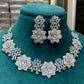 Silver flower diamond necklace Aksha Trends