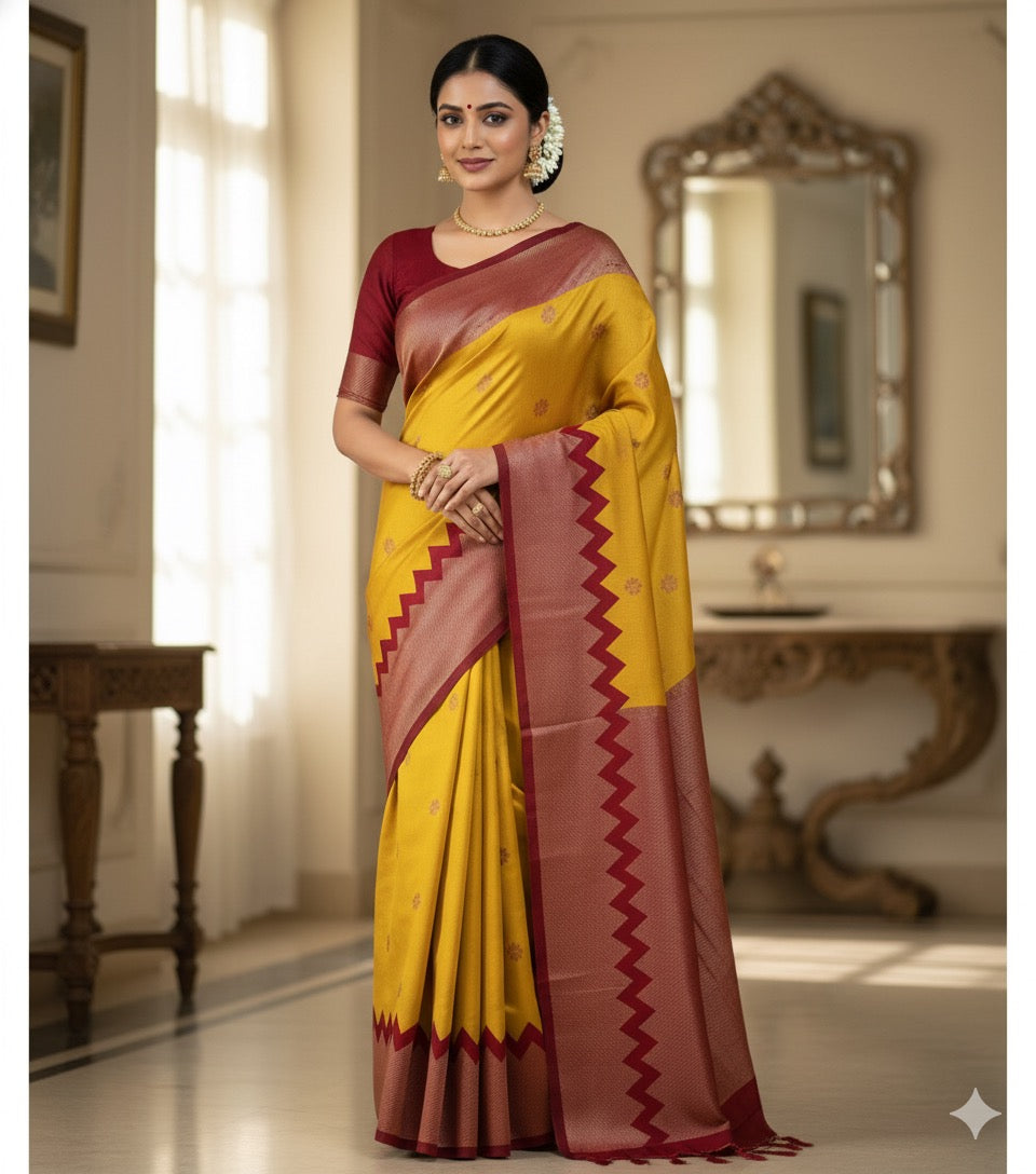 Gopuram Semi Silk saree Aksha Trends 
