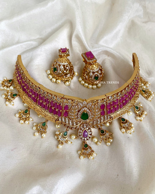 Shrishti bridal diamond choker Aksha Trends