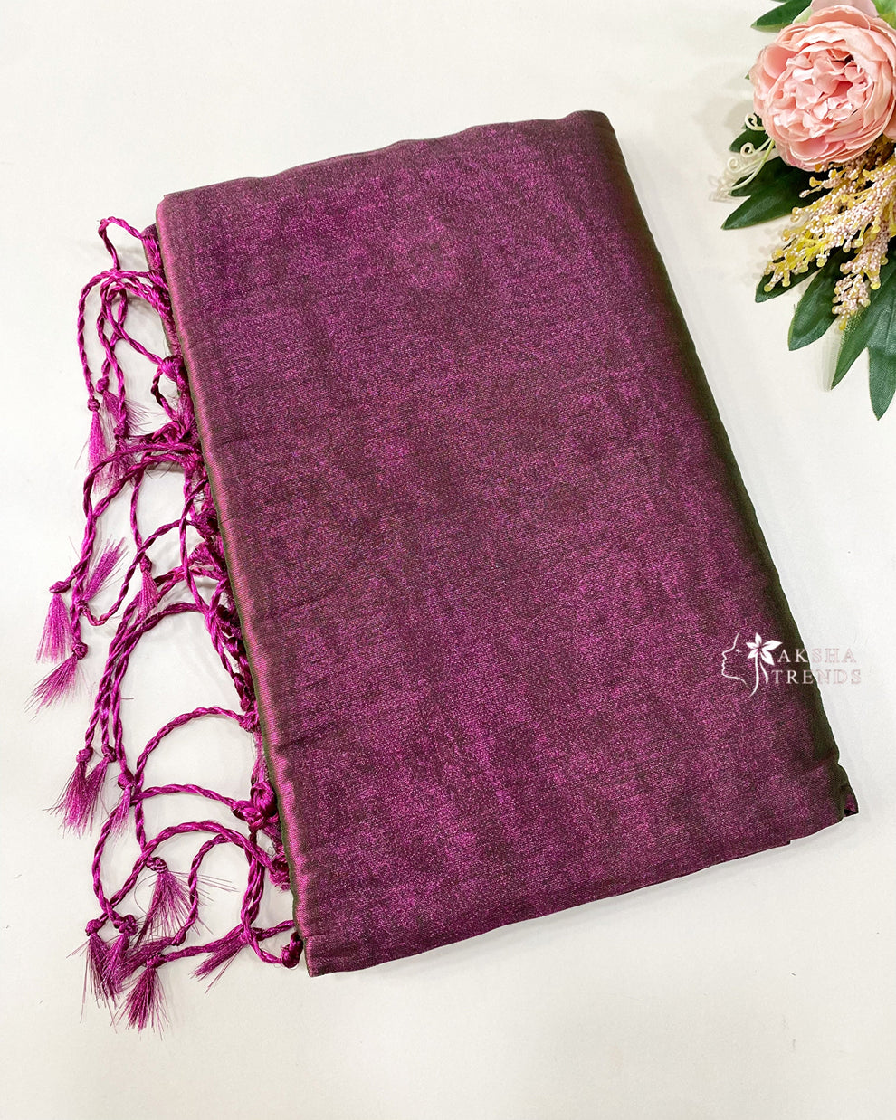 Khadi tissue plain Saree Aksha Trends 