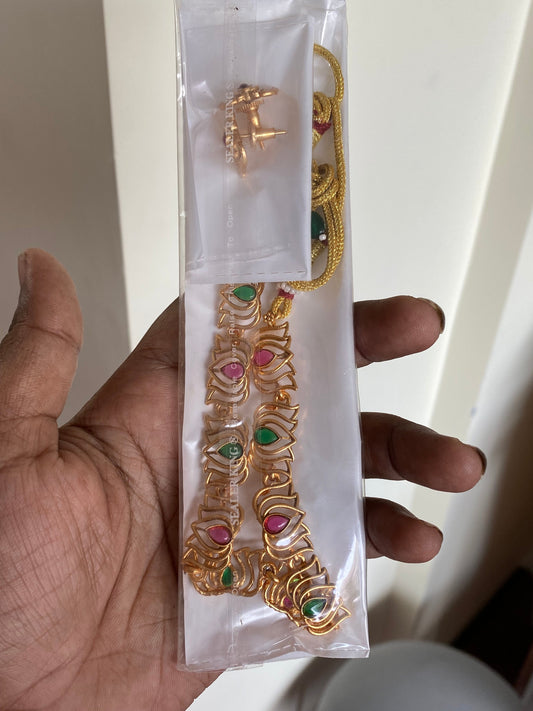 Mattfinish Lotus necklace -Multi Aksha Trends