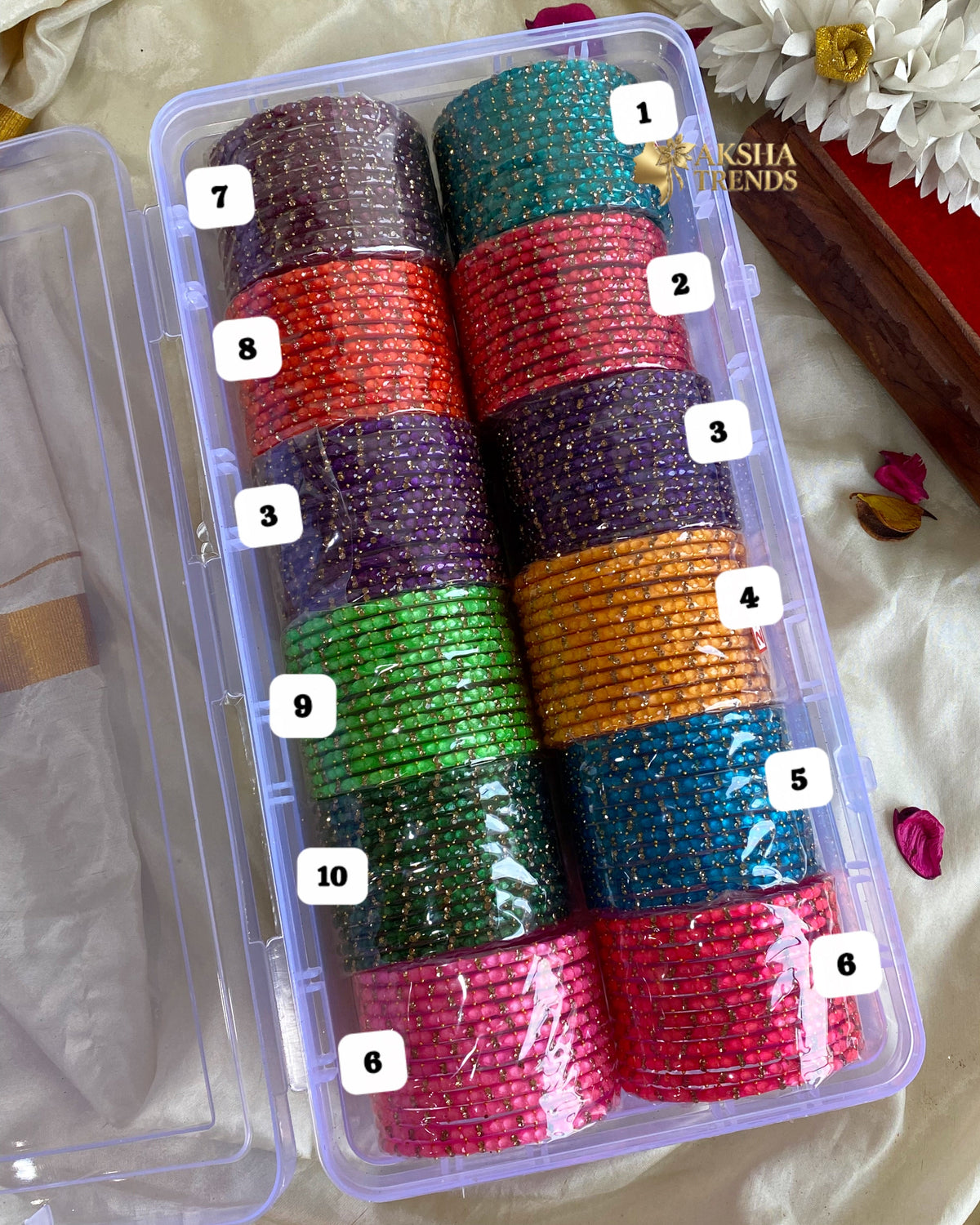 2.6 SIZE -Oval drop Glass Bangles (12pc /one colour) Aksha Trends