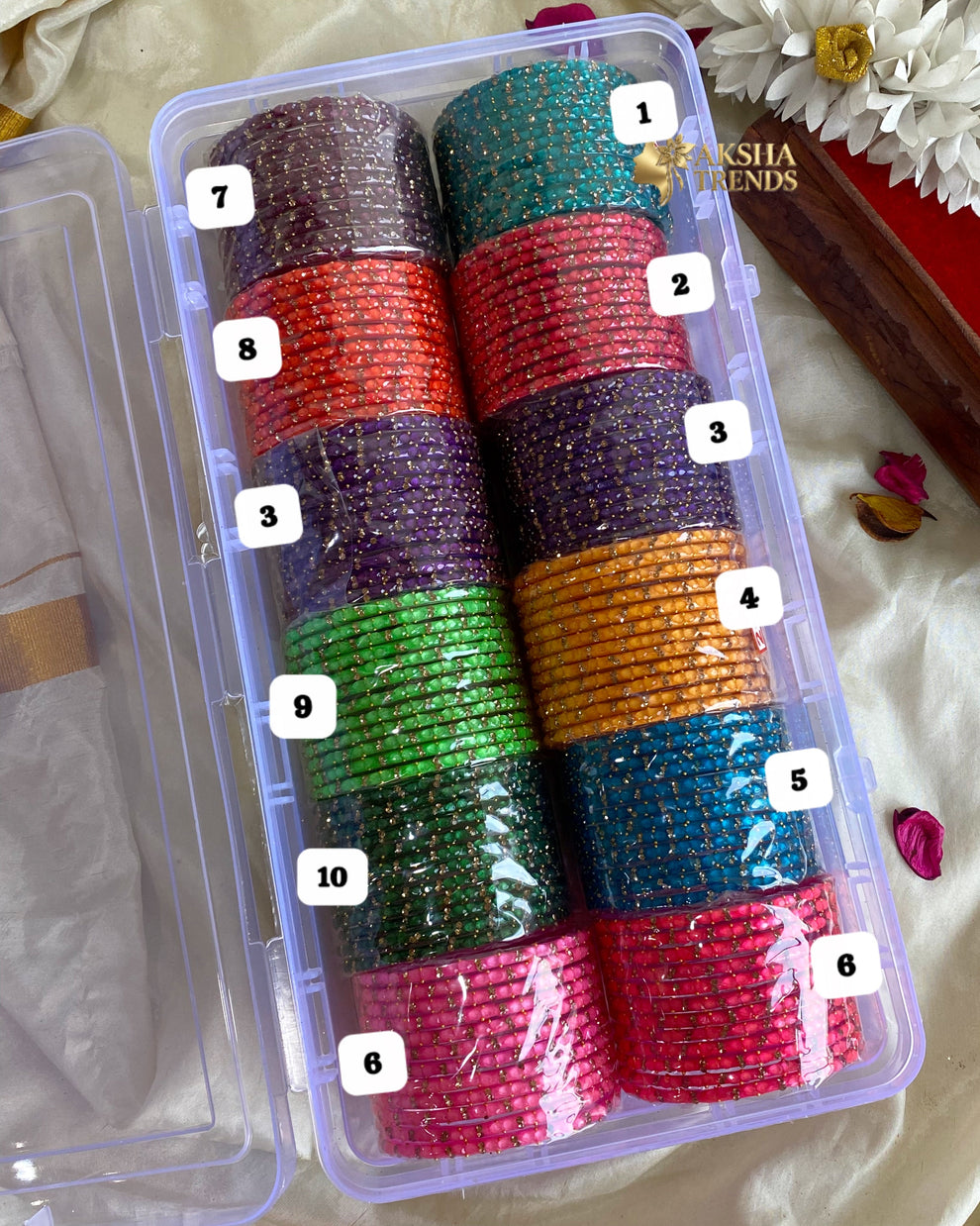 2.6 SIZE -Oval drop Glass Bangles (12pc /one colour) Aksha Trends 