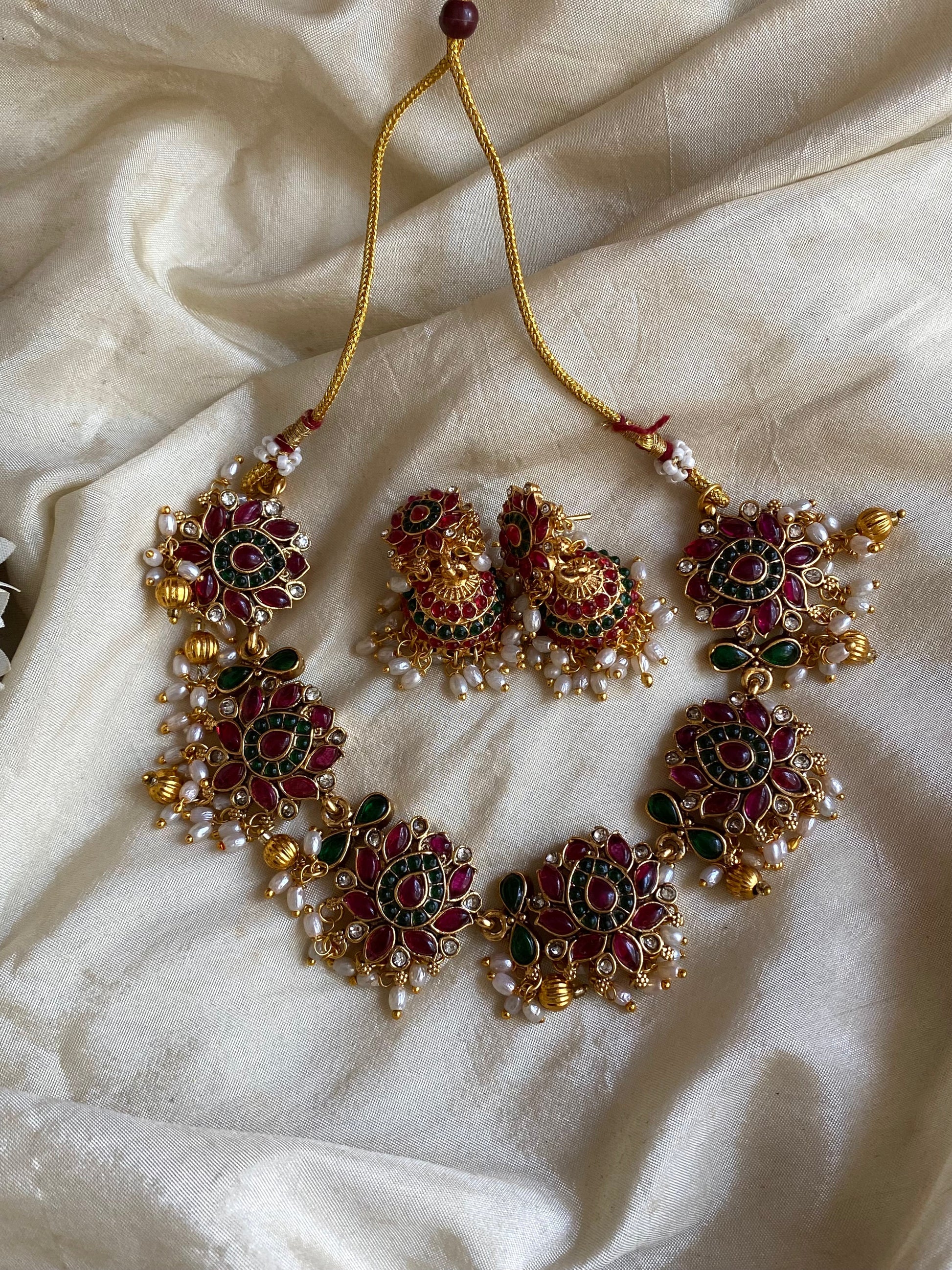 Antique Lotus Necklace Aksha Trends