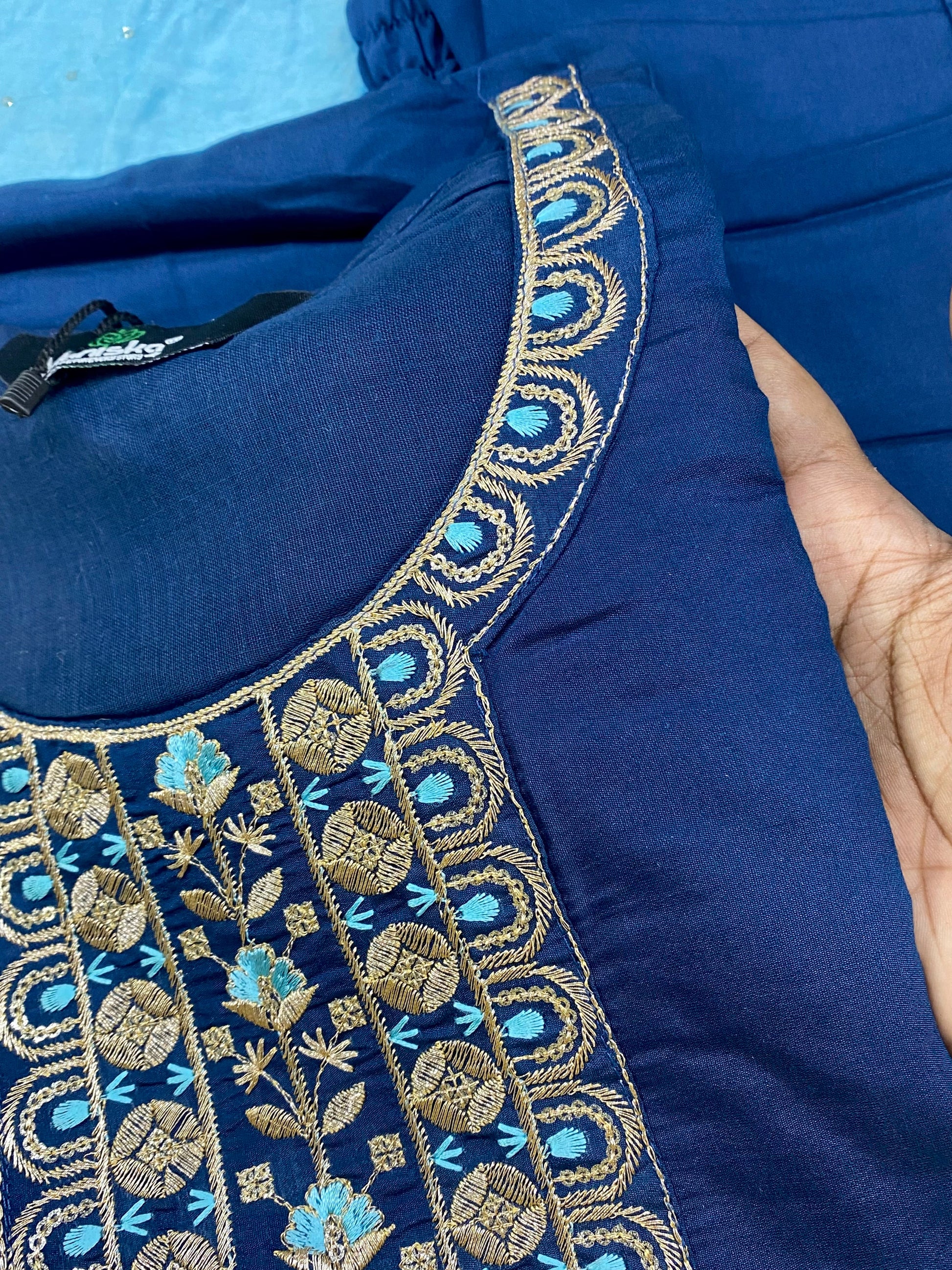 Cotton Silk Kurti Set -Blue Aksha Trends