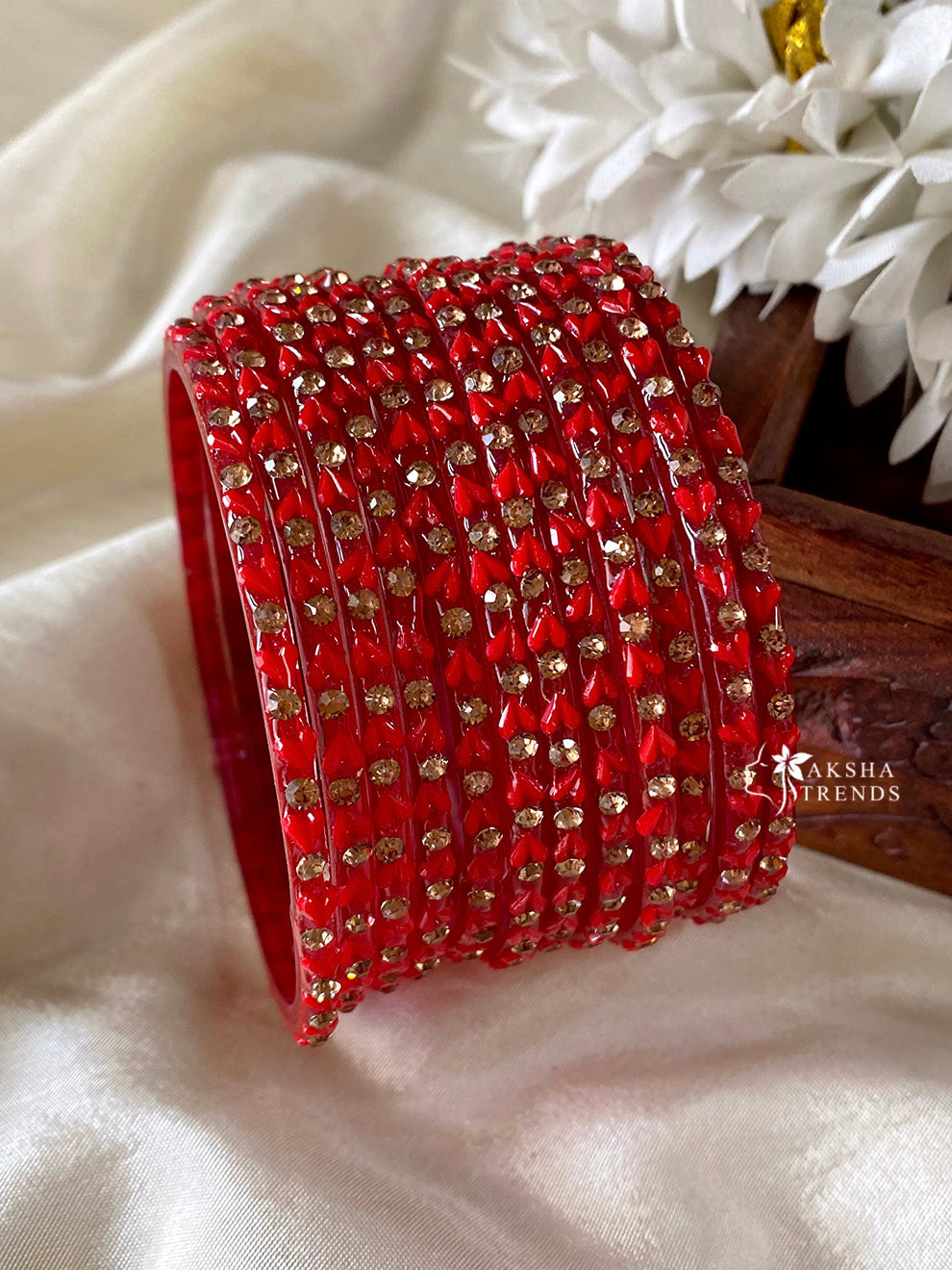 Heart Glass Bangles (12pc) Aksha Trends 