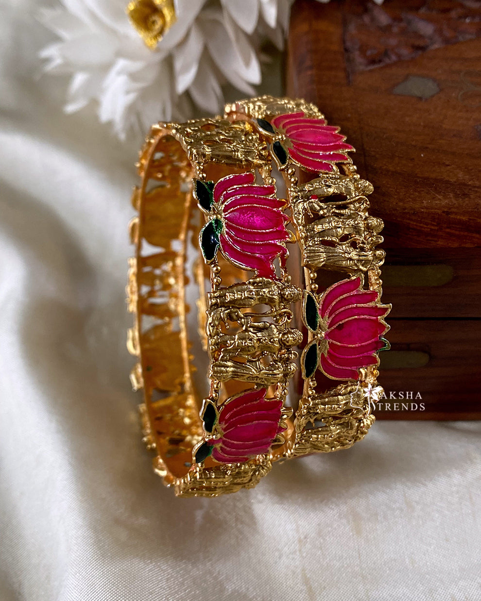 Antique lotus Ramparivar bangles (2pc) Aksha Trends 