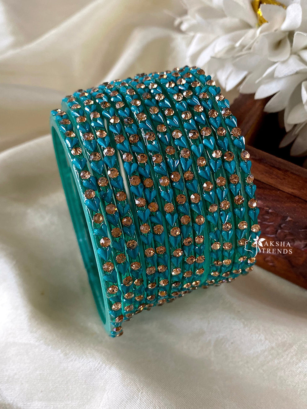 Heart Glass Bangles (12pc) Aksha Trends 