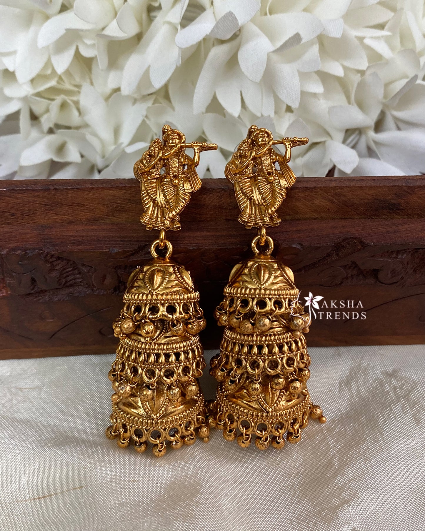 Radha Krishna 3step Jhumka -Gold Aksha Trends