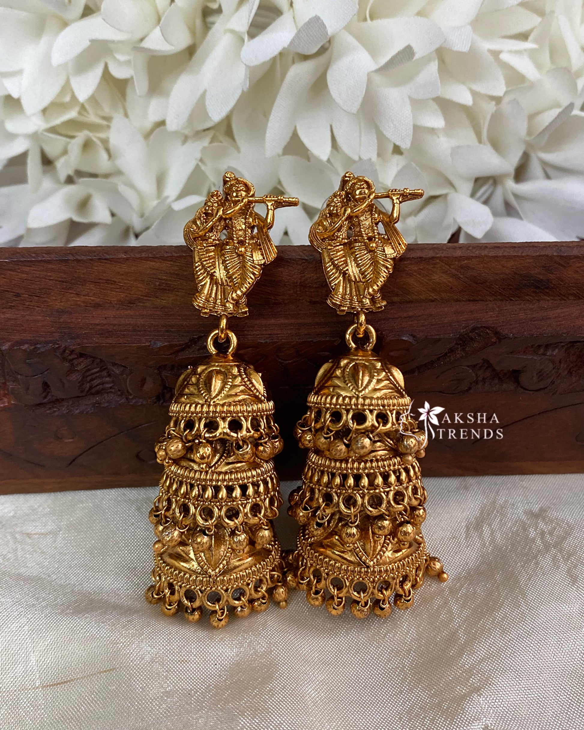 Radha Krishna 3step Jhumka -Gold Aksha Trends