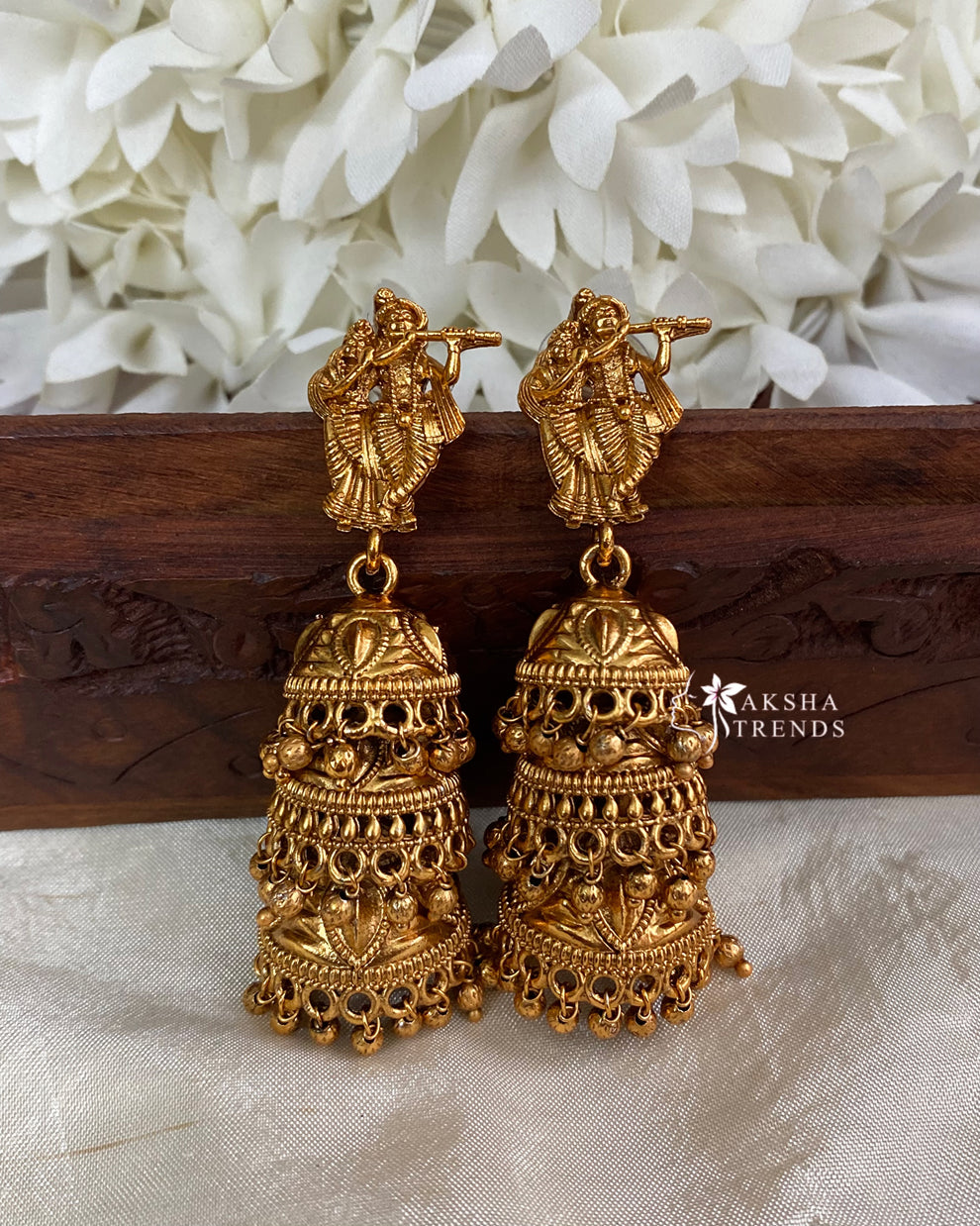 Radha Krishna 3step Jhumka -Gold Aksha Trends 
