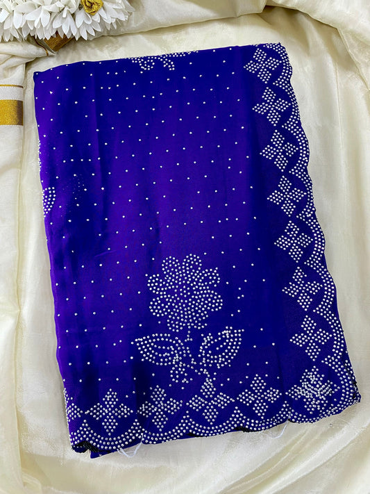 Stone work Saree -Violet Aksha Trends
