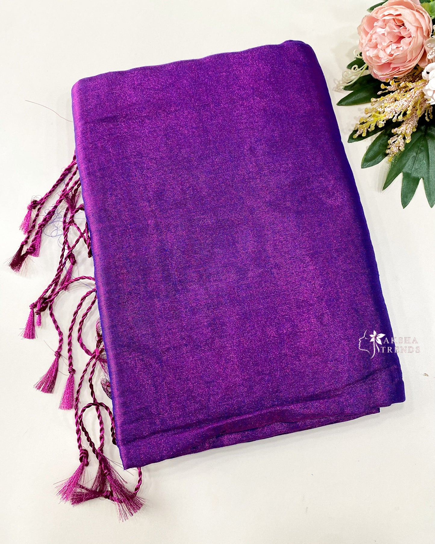 Khadi tissue plain Saree Aksha Trends