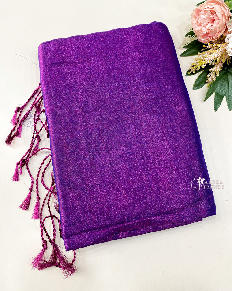 Khadi tissue plain Saree Aksha Trends 