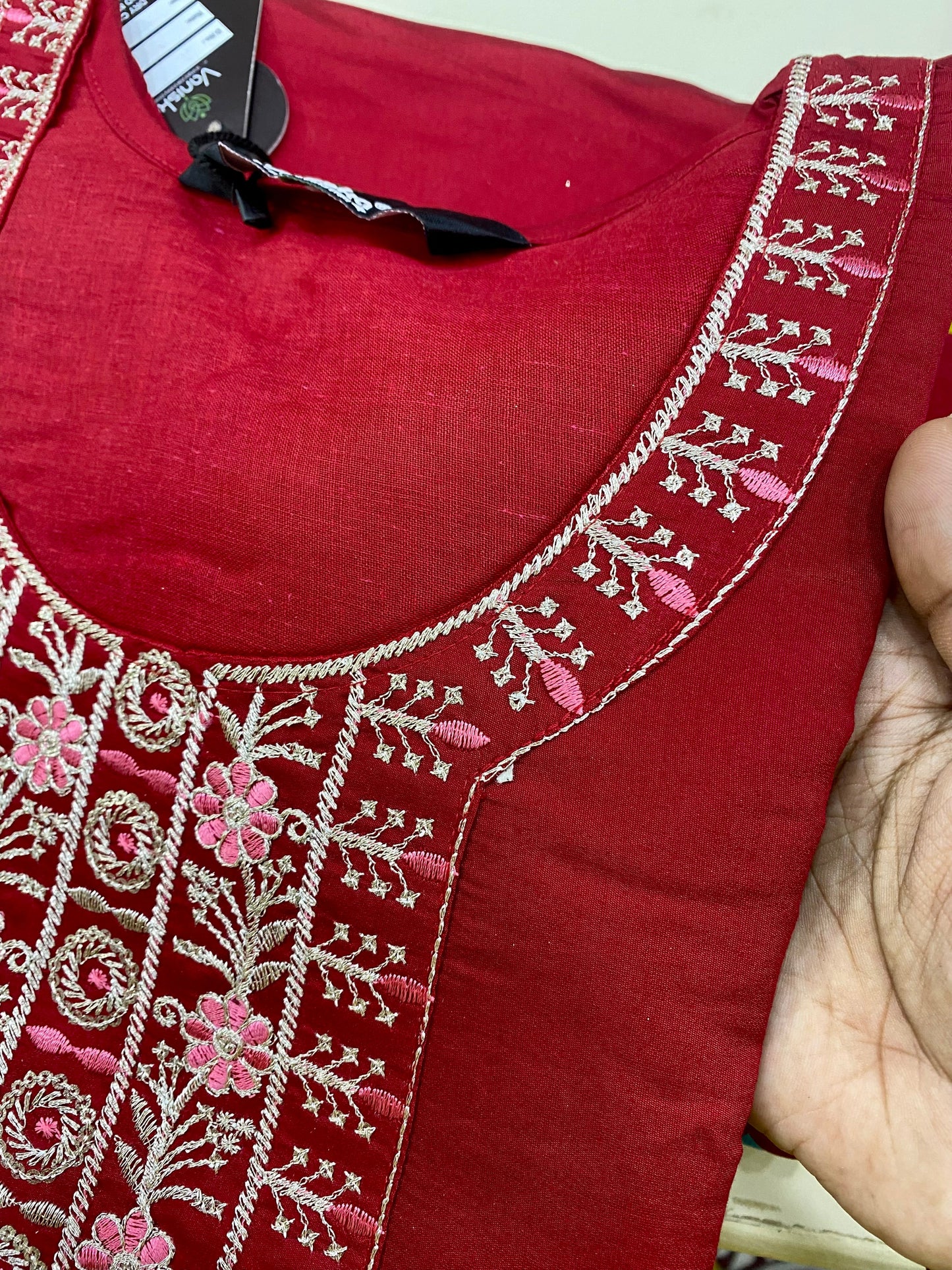 Cotton Silk Kurti Set -Red Aksha Trends