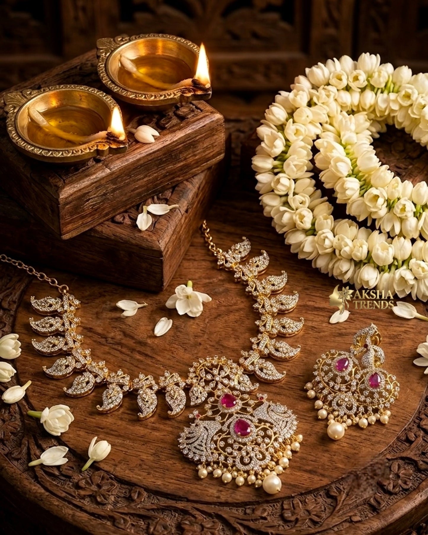 Premium diamond bridal necklace Aksha Trends