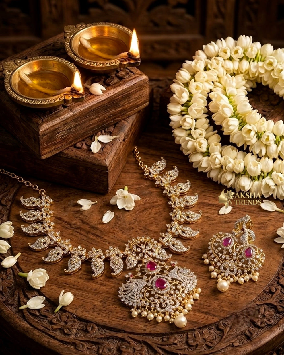 Premium diamond bridal necklace Aksha Trends 