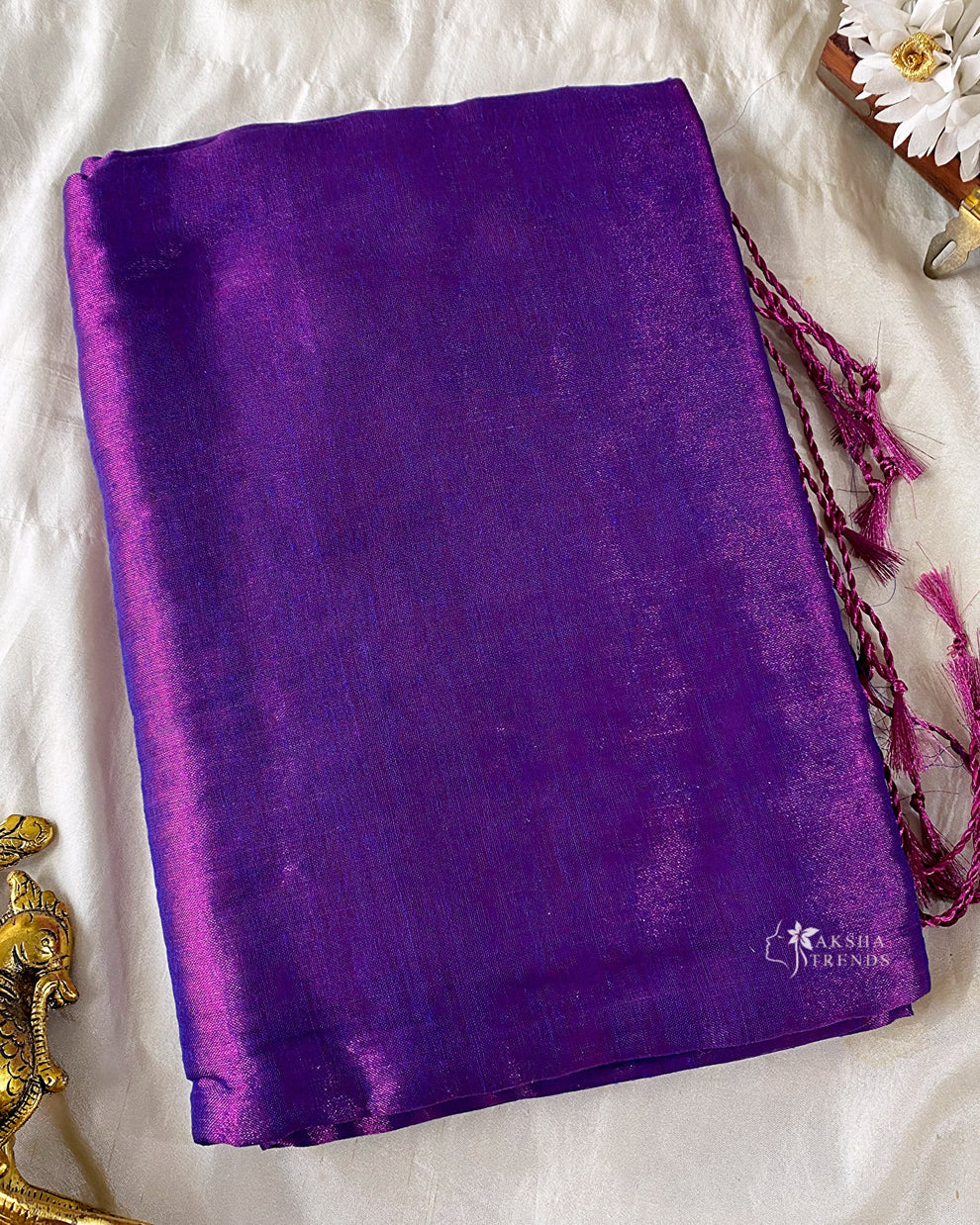 Khadi tissue plain Saree Aksha Trends 