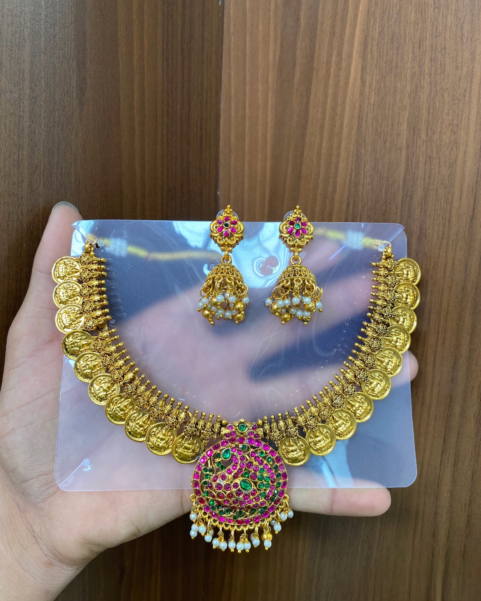 Antique peacock Kasumalai necklace Aksha Trends