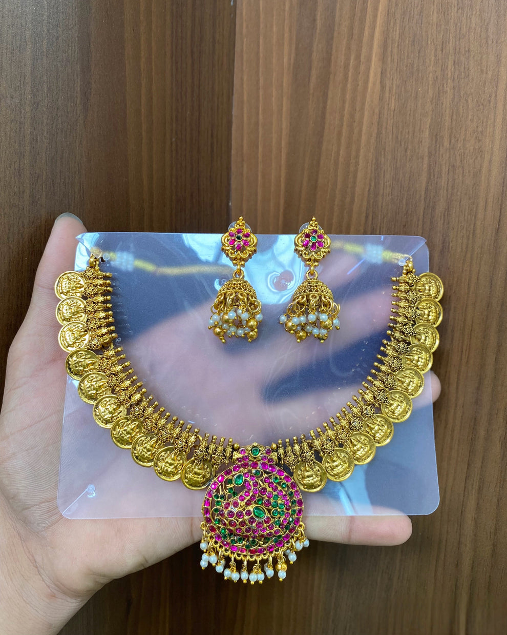 Antique peacock Kasumalai necklace Aksha Trends 