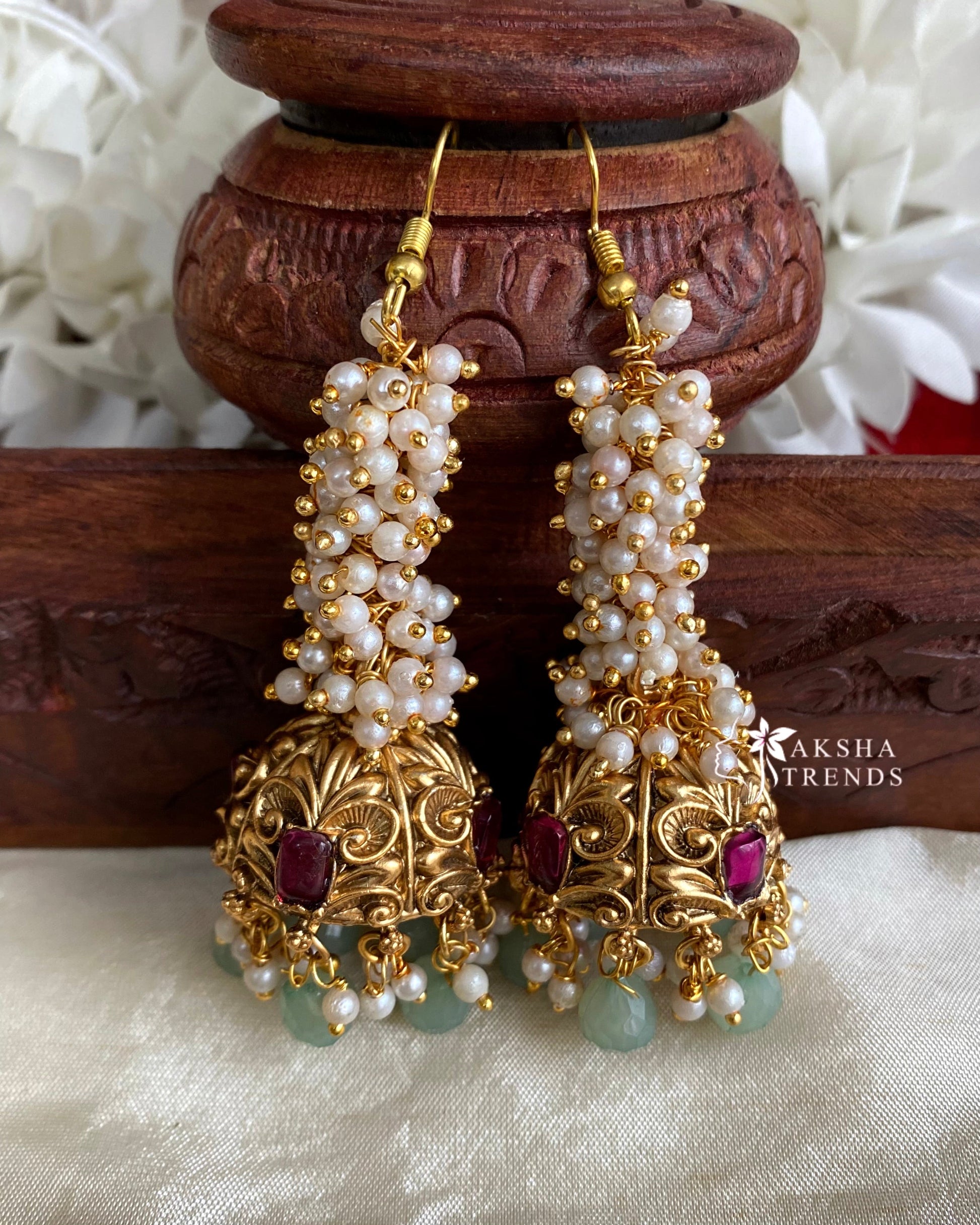 Heavy bridal hook jhumkas Aksha Trends