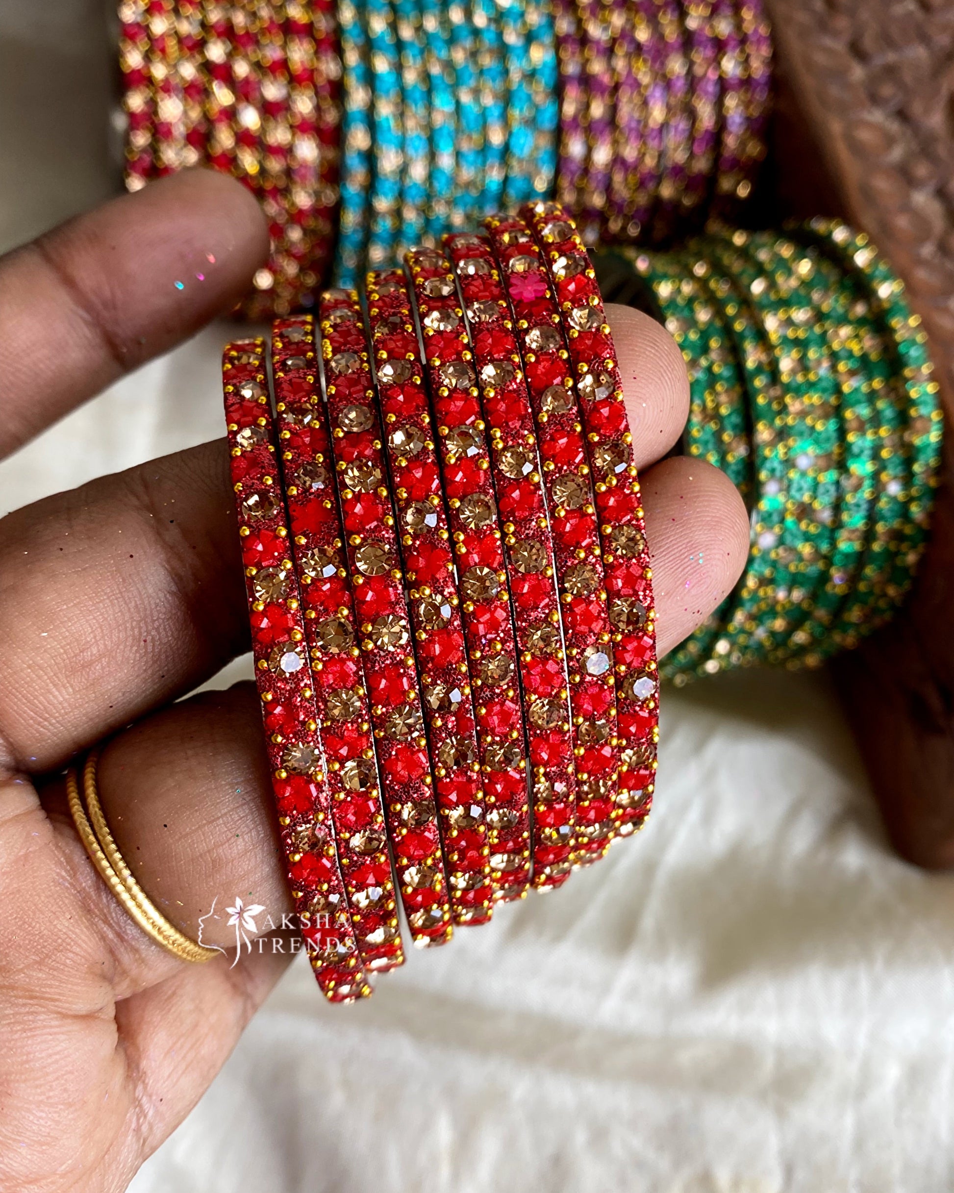 Floral metal Bangles -(8pc/one colour) Aksha Trends